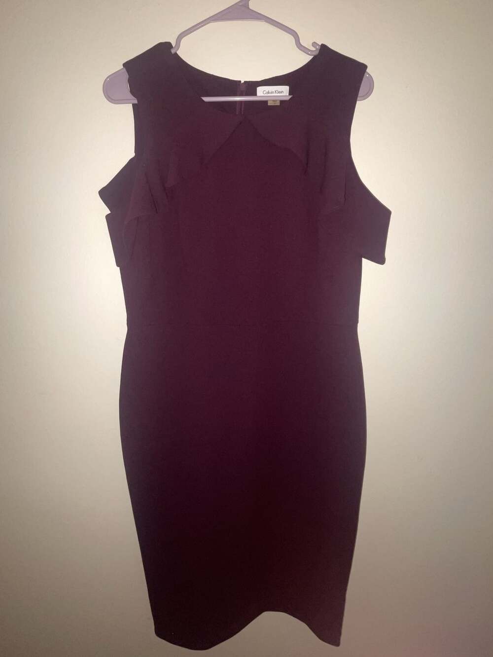 Calvin Klein Burgundy Cold Shoulder Sheath Dress Size 12